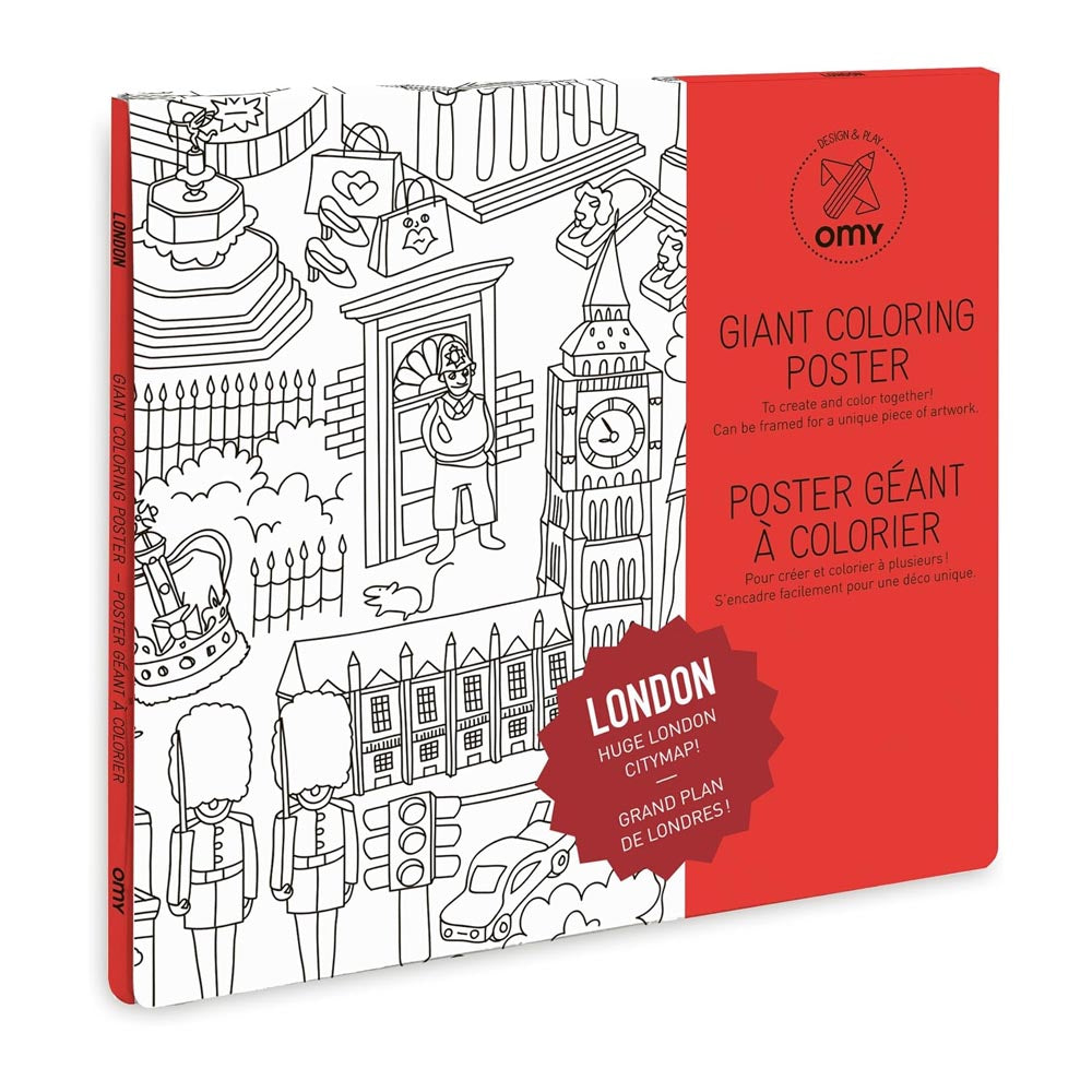 Boxed giant colouring poster with london themed illustrations.