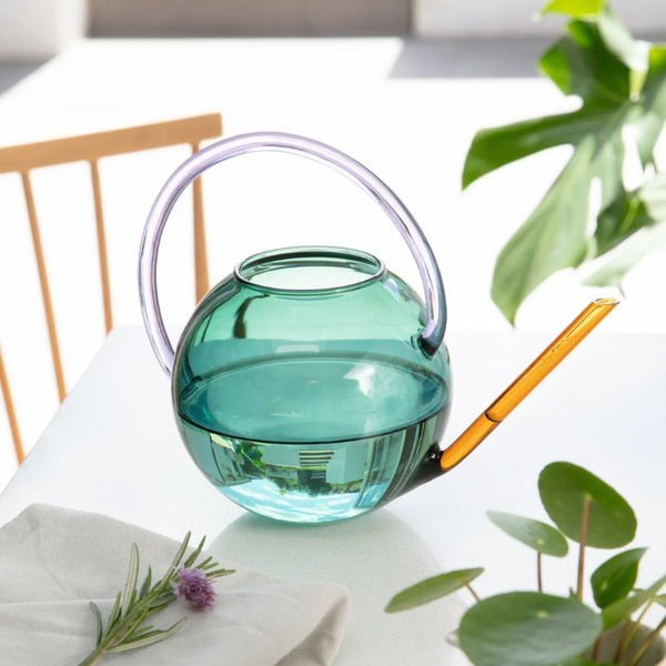 Glass Watering Can Green/Amber