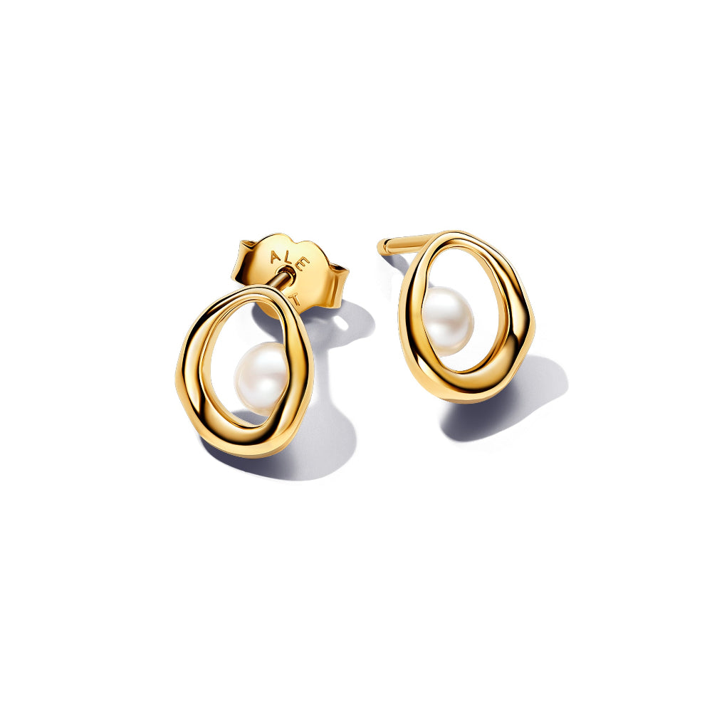 Pandora gold pearl stud earrings