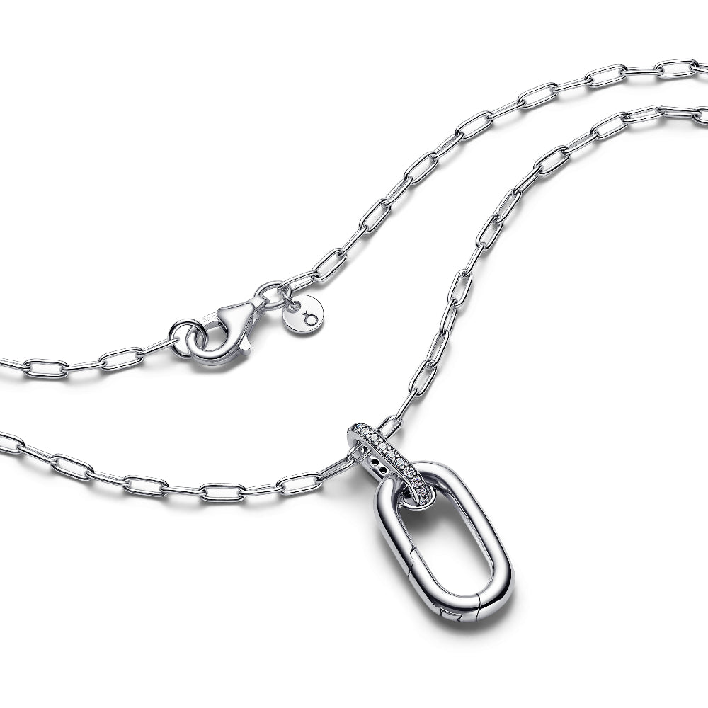 Pandora openable link silver pendant necklace detail