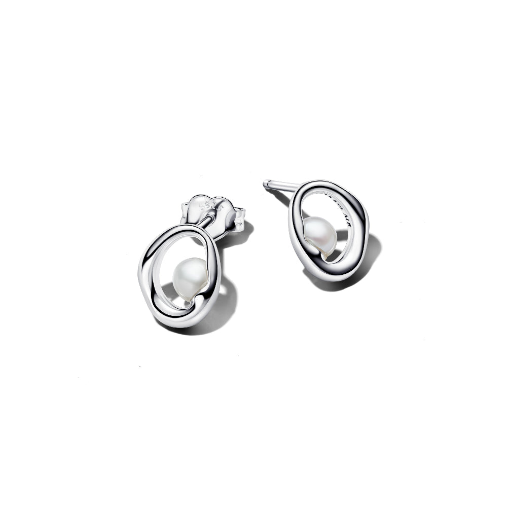 Pandora silver pearl stud earrings