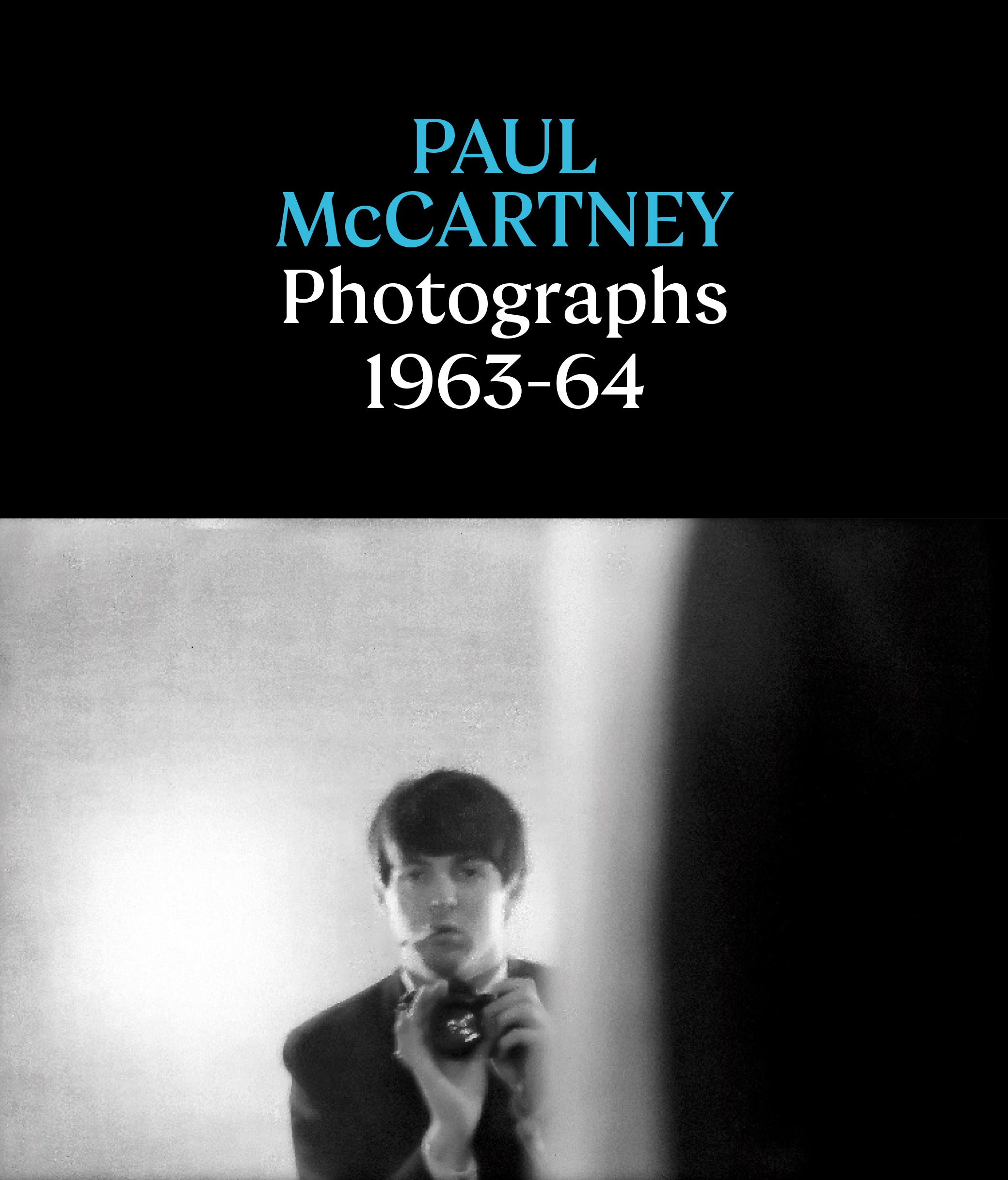 Paul mccartney concertina book cover featuring a black and white self portrait photograph of paul mccartney holding a camera.