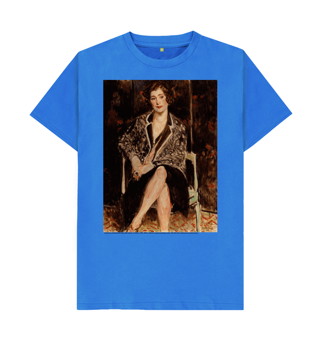 Bright blue printed t shirt front