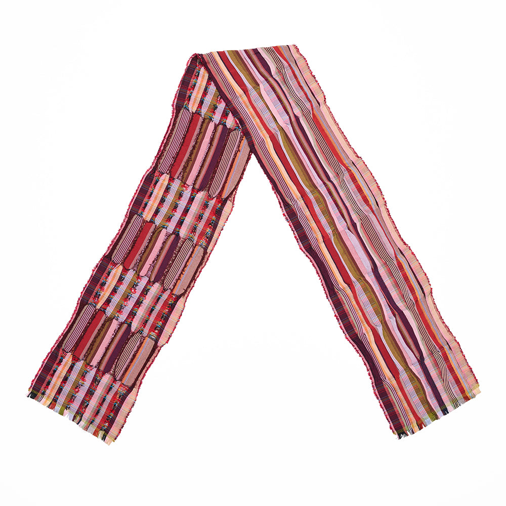 Multicolored striped scarf on a white background