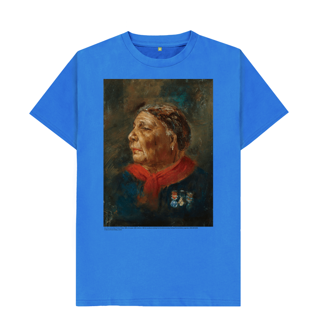 Bright blue printed t shirt front