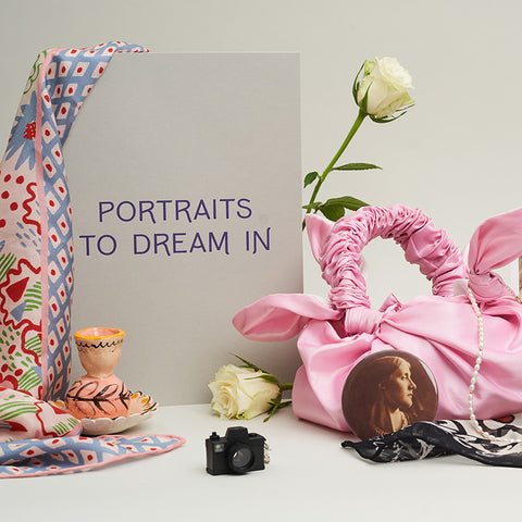 Collection of objects featured in "Portraits to Dream In" exhibition, including the pocket mirror. 