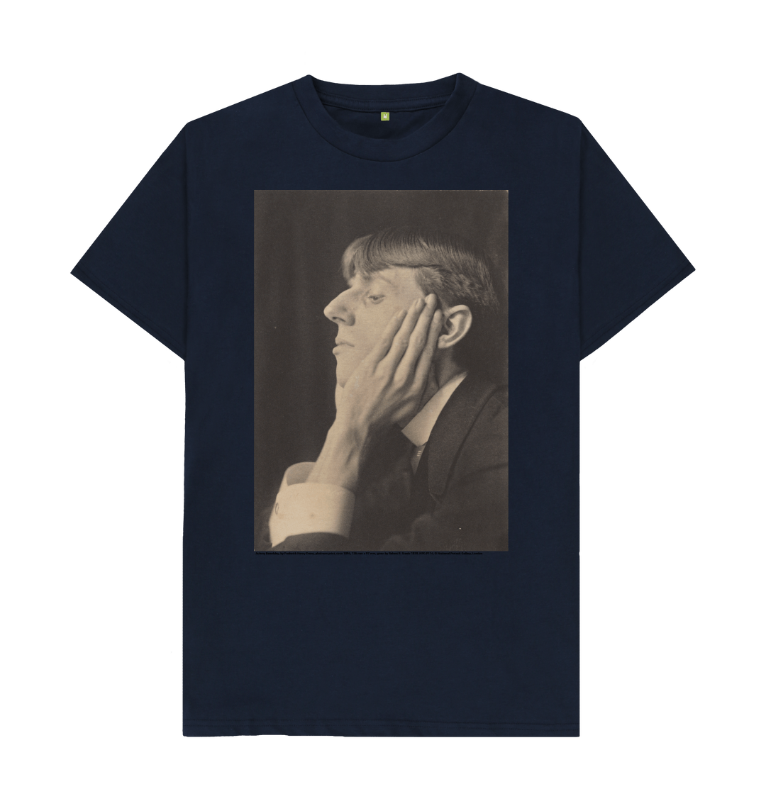 Navy blue printed t shirt front