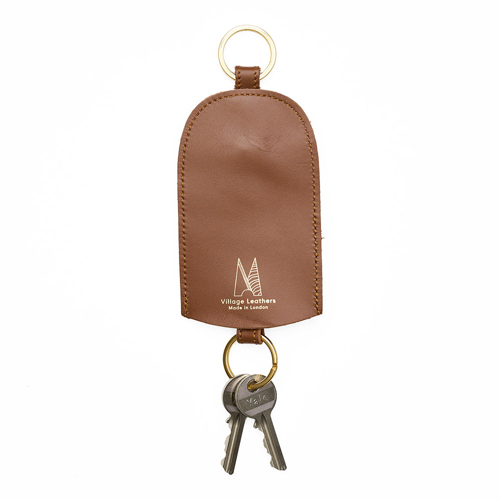 Roam bell key holder front styled tan brown