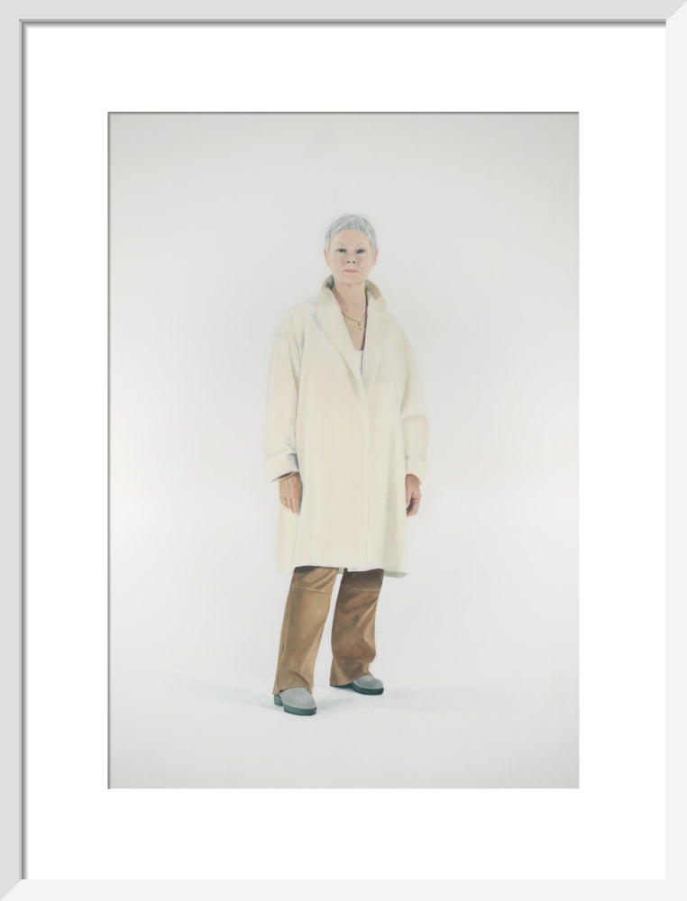 Judi dench portrait print (art print, medium, white frame)