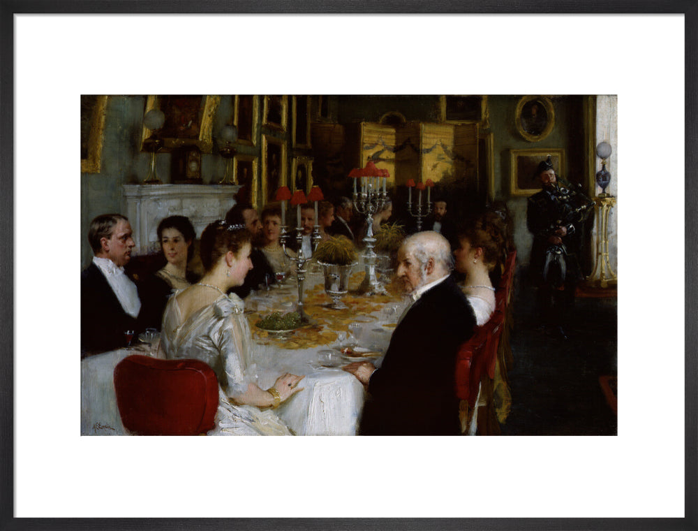 Dinner at haddo house, 1884 portrait print (art print, large, black frame)