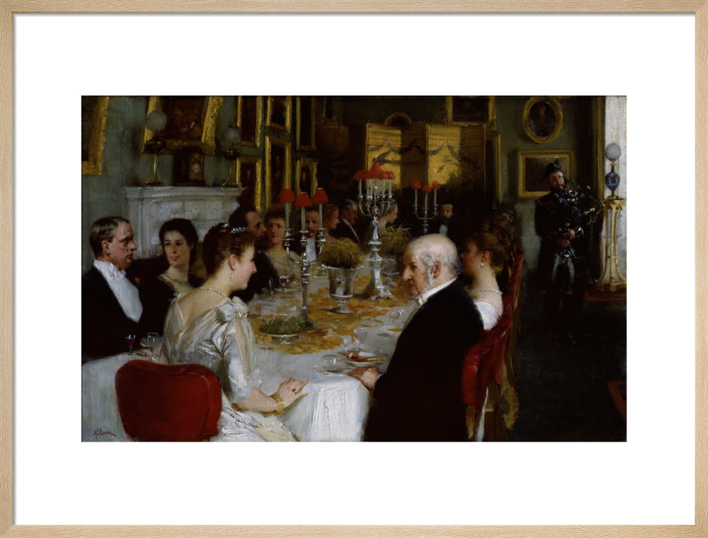 Dinner at haddo house, 1884 portrait print (art print, large, natural frame)
