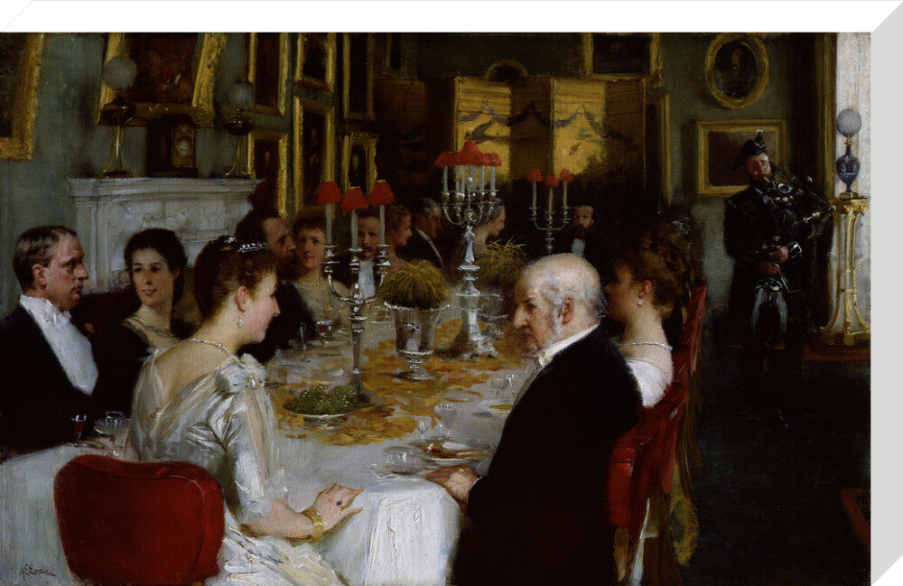 Dinner at haddo house, 1884 portrait print (stretched canvas, large, no frame)