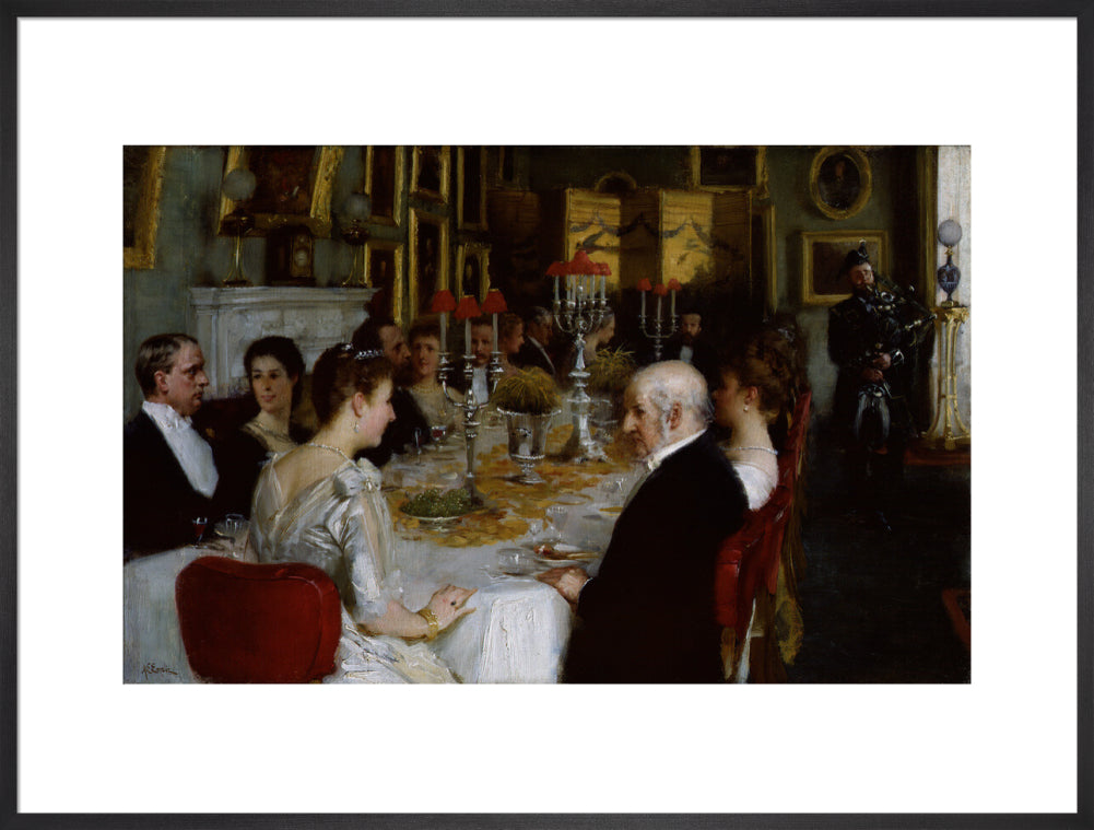 Dinner at haddo house, 1884 portrait print (art print, extra large, black frame)