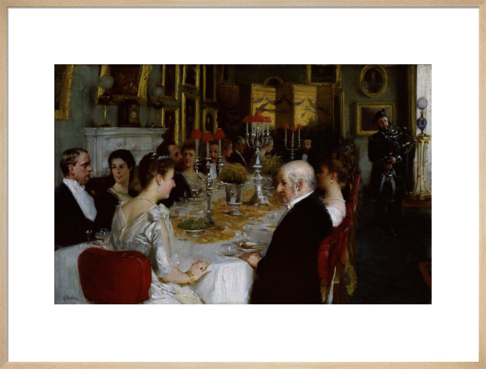 Dinner at haddo house, 1884 portrait print (art print, extra large, natural frame)