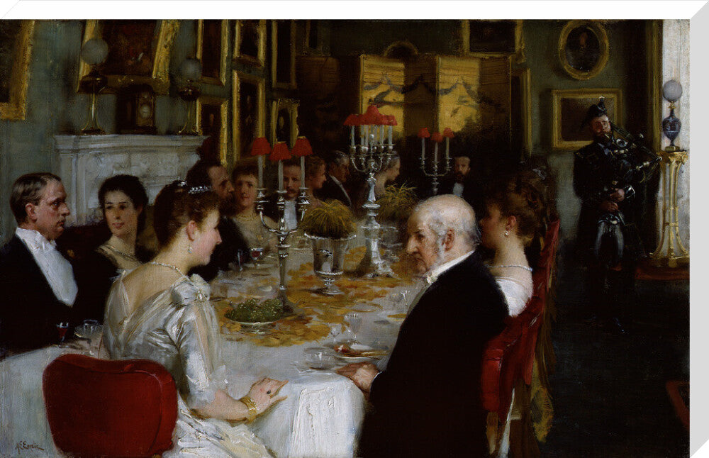 Dinner at haddo house, 1884 portrait print (stretched canvas, extra large, no frame)
