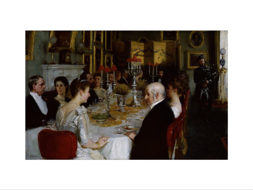 Dinner at haddo house, 1884 portrait print (art print, small, no frame)