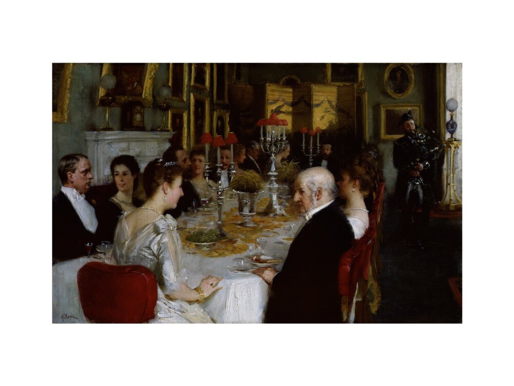 Dinner at haddo house, 1884 portrait print (art print, medium, no frame)