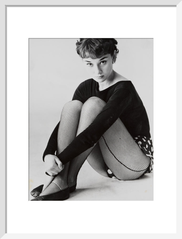 Audrey hepburn in costume for 'the secret people' portrait print (art print, medium, white frame frame)