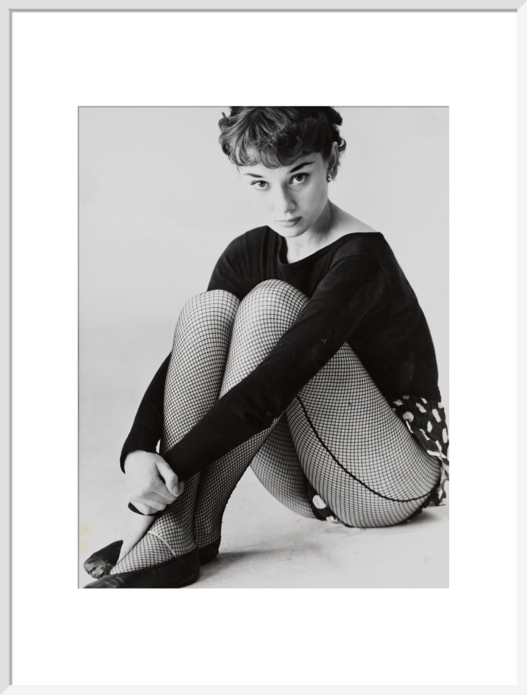 Audrey hepburn in costume for 'the secret people' portrait print (art print, extra large, white frame frame)