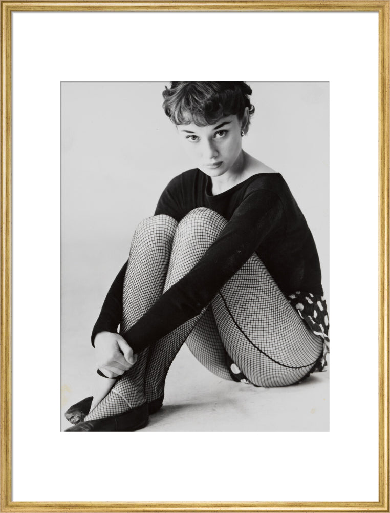 Audrey hepburn in costume for 'the secret people' portrait print (art print, extra large, gold frame frame)