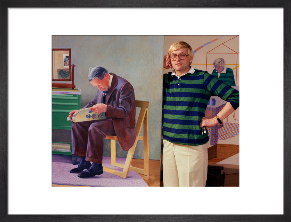 David hockney portrait print (art print, medium, black frame)