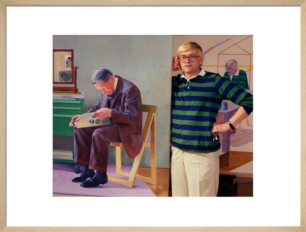 David hockney portrait print (art print, large, natural frame)