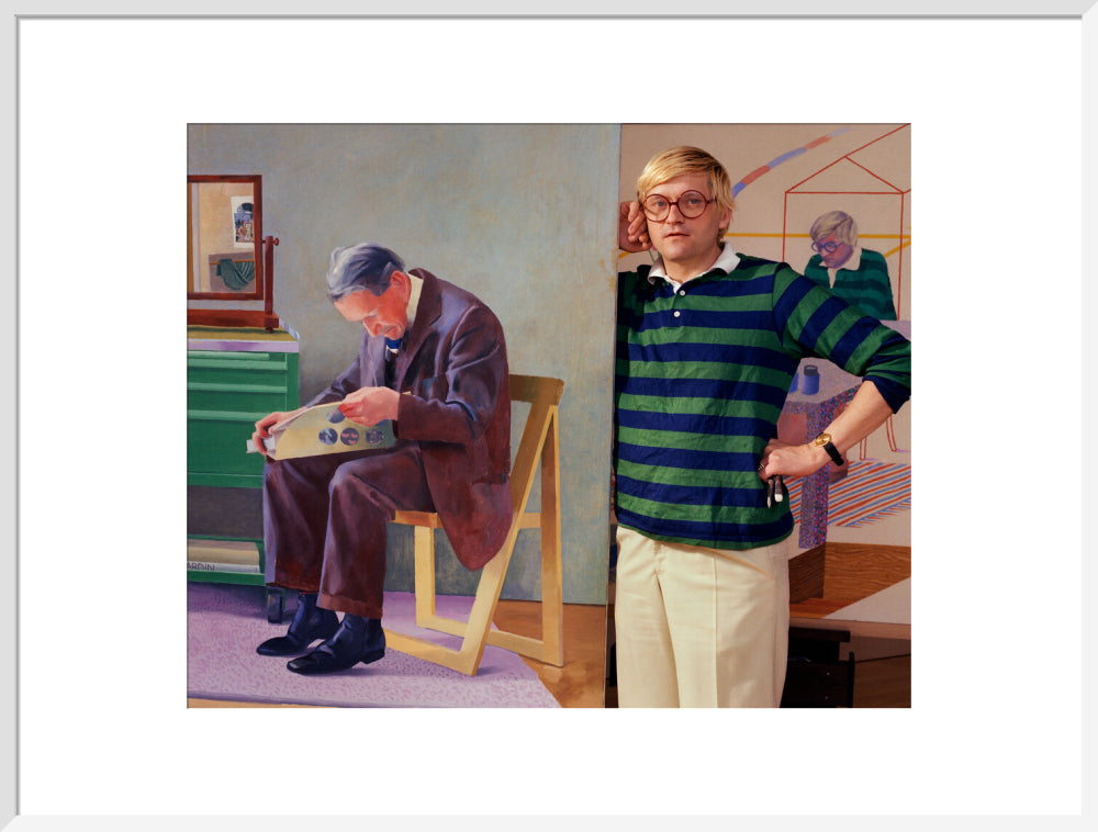 David hockney portrait print (art print, extra large, white frame)