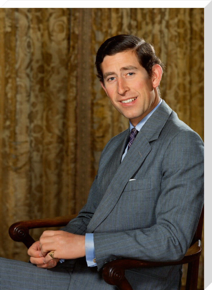 King charles iii portrait print (stretched canvas, extra large, no frame)