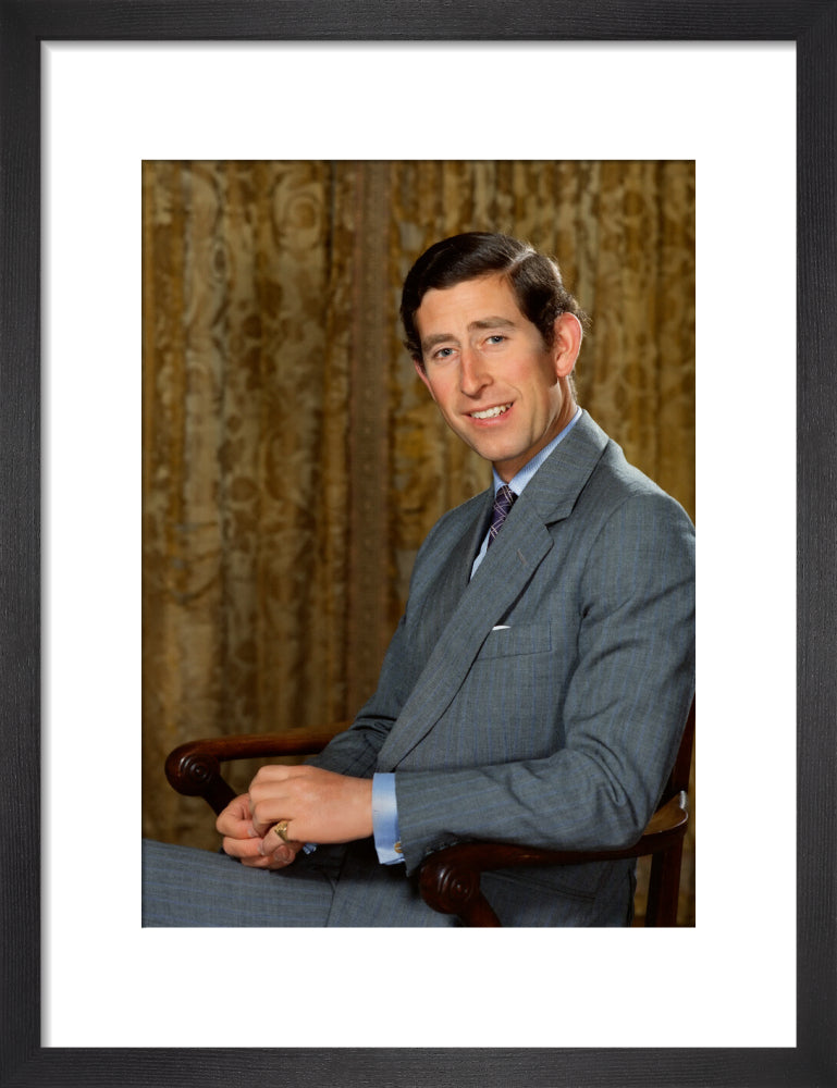 King charles iii portrait print (art print, small, black frame)