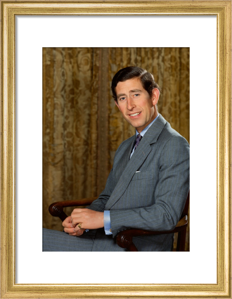 King charles iii portrait print (art print, small, gold frame)