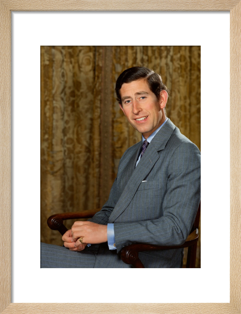 King charles iii portrait print (art print, small, natural frame)