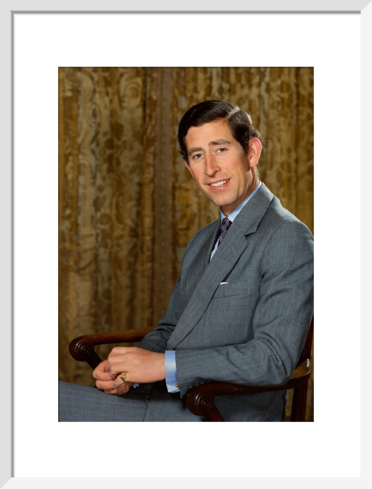 King charles iii portrait print (art print, medium, white frame)