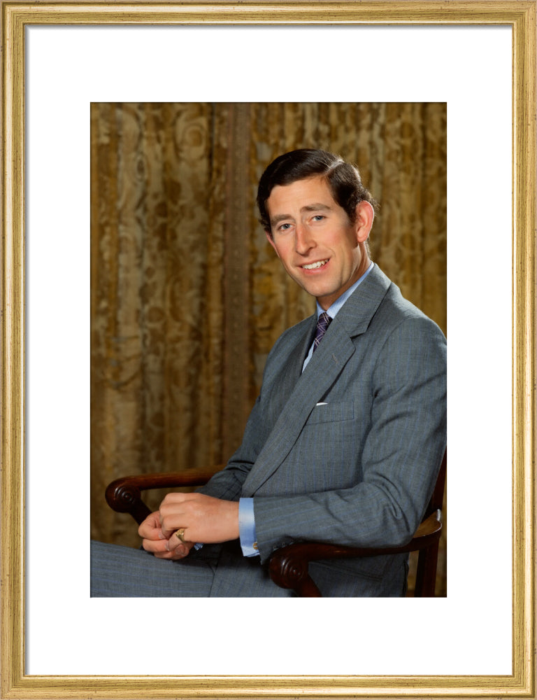 King charles iii portrait print (art print, medium, gold frame)