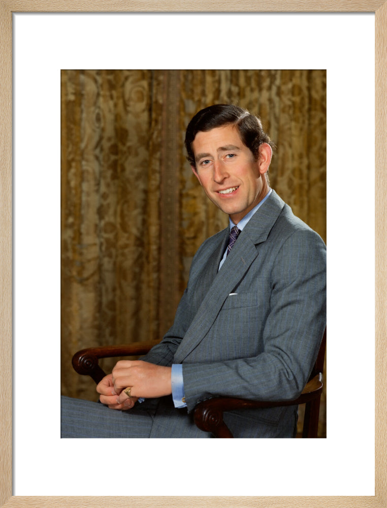 King charles iii portrait print (art print, medium, natural frame)