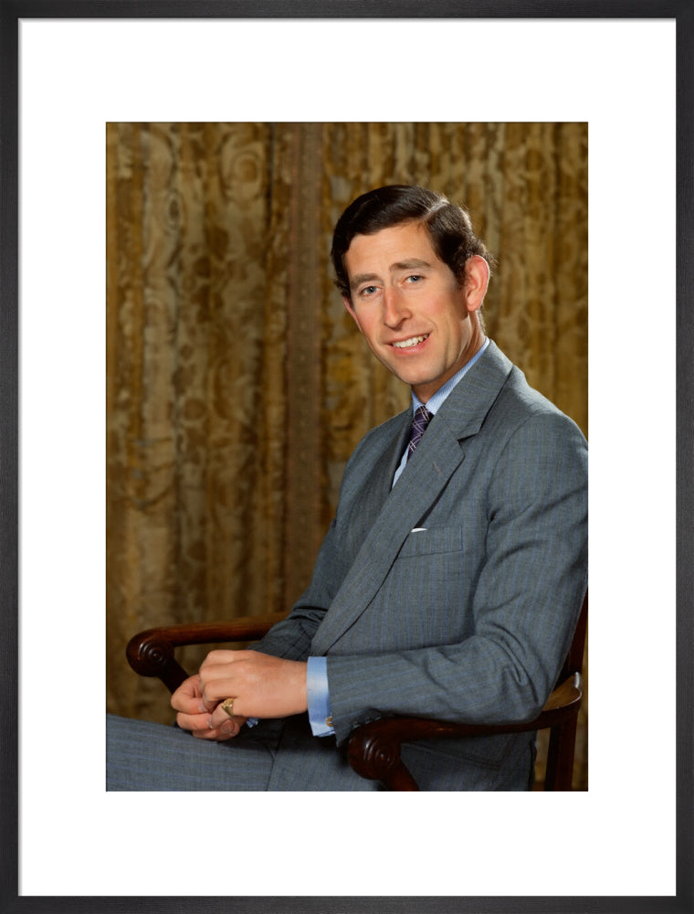 King charles iii portrait print (art print, large, black frame)