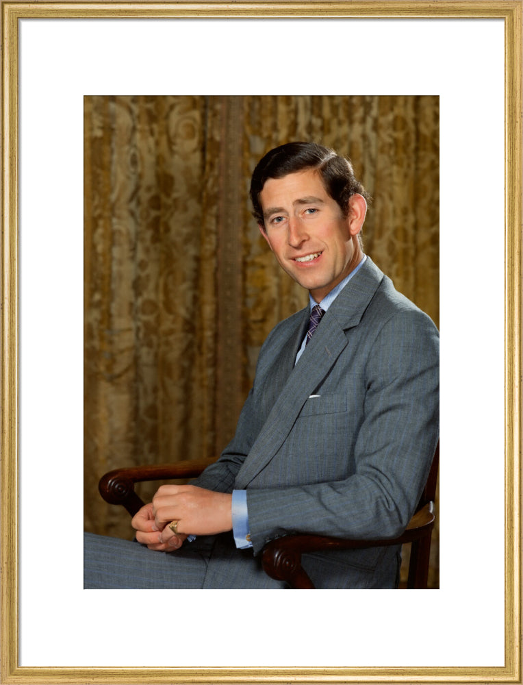 King charles iii portrait print (art print, large, gold frame)