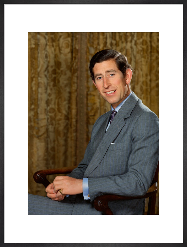 King charles iii portrait print (art print, extra large, black frame)