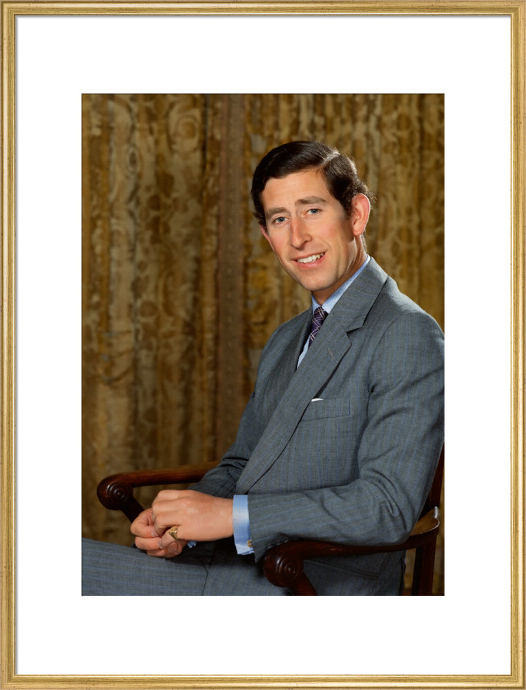 King charles iii portrait print (art print, extra large, gold frame)