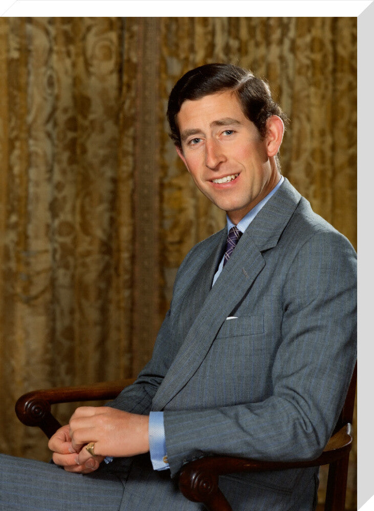 King charles iii portrait print (stretched canvas, large, no frame)