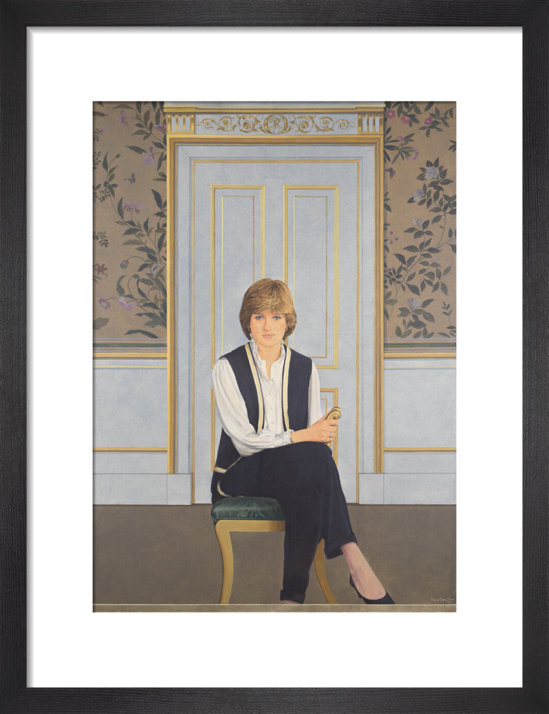 Diana, princess of wales portrait print (art print, small, black frame)