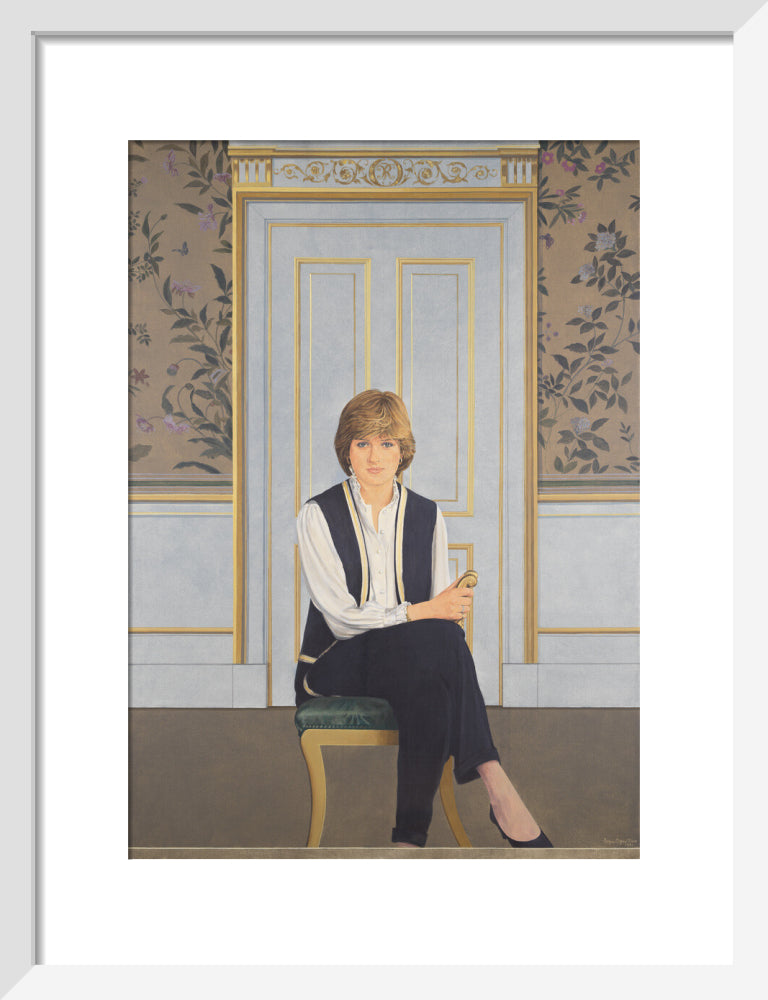 Diana, princess of wales portrait print (art print, small, white frame)