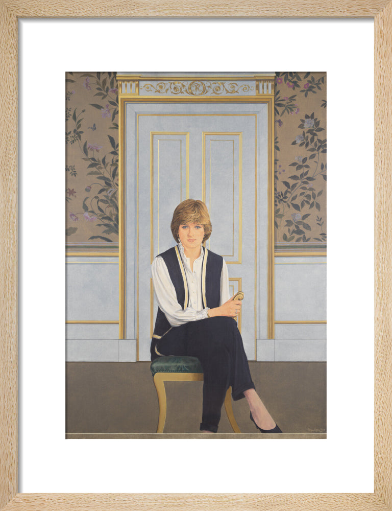 Diana, princess of wales portrait print (art print, small, natural frame)