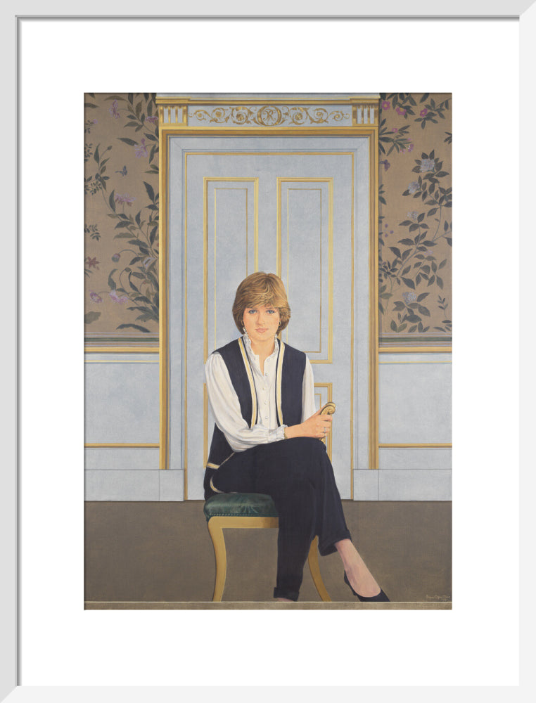 Diana, princess of wales portrait print (art print, medium, white frame)