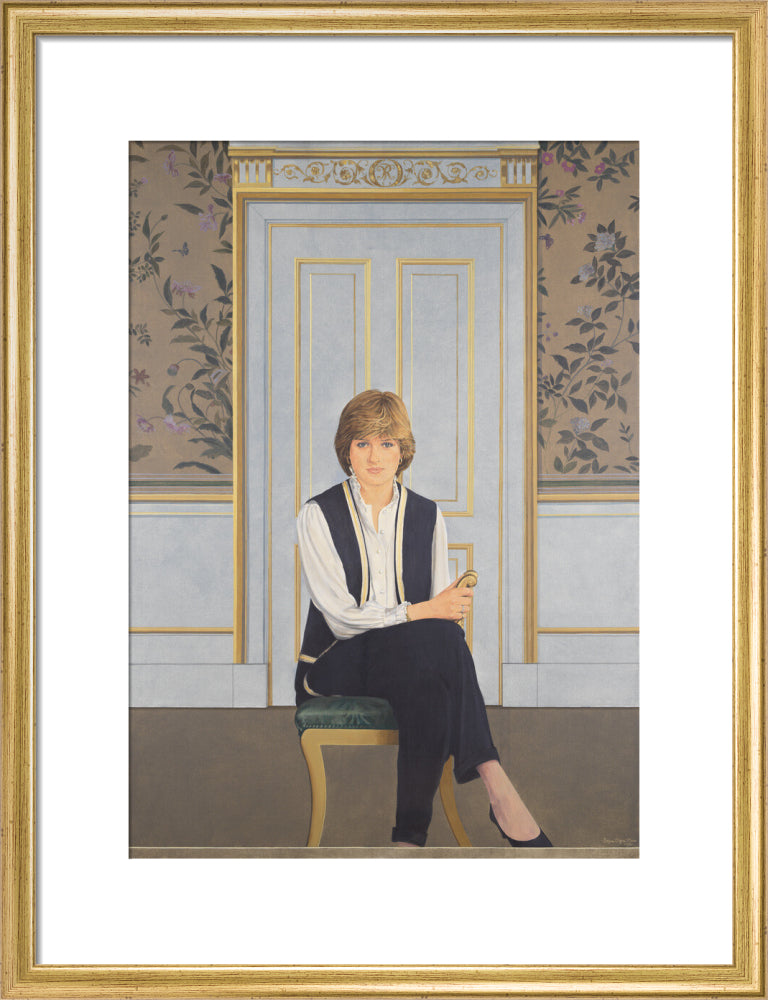 Diana, princess of wales portrait print (art print, medium, gold frame)
