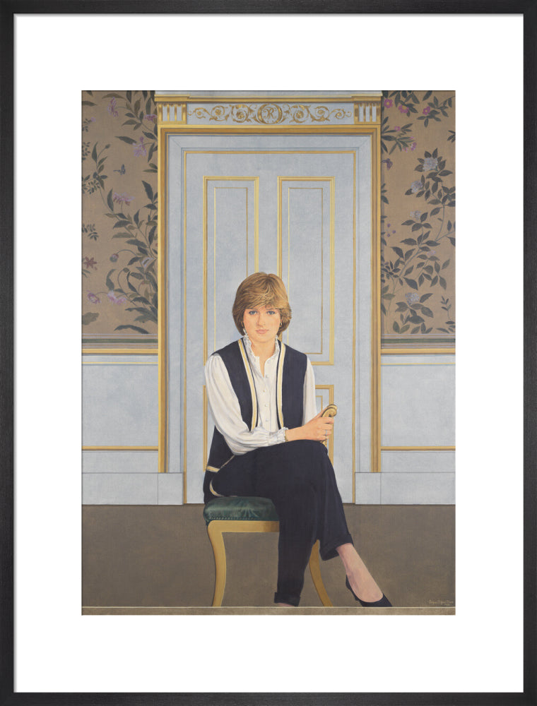 Diana, princess of wales portrait print (art print, large, black frame)