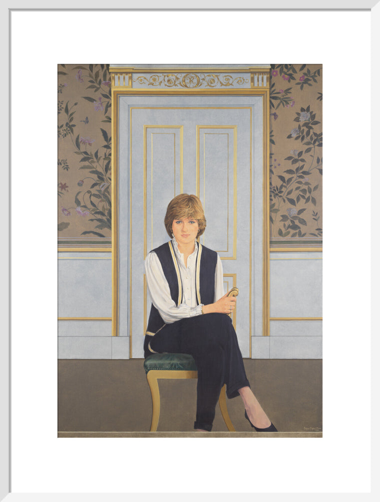 Diana, princess of wales portrait print (art print, large, white frame)