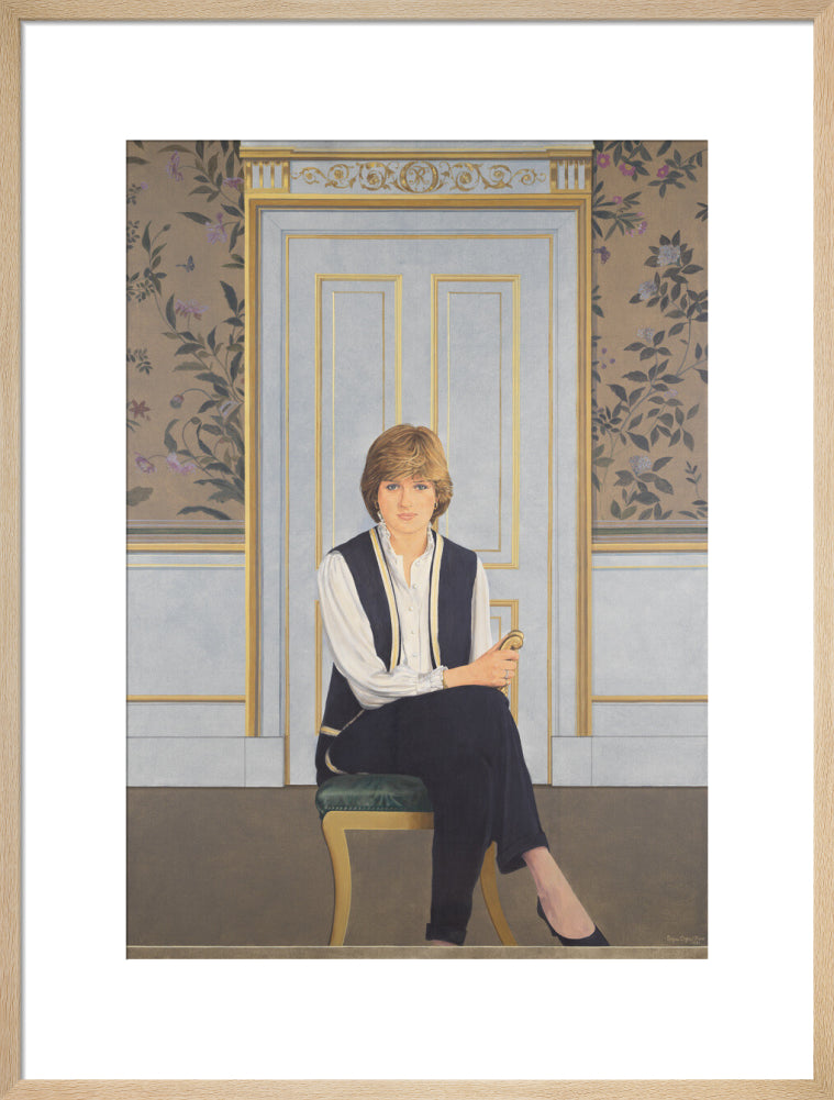 Diana, princess of wales portrait print (art print, large, natural frame)