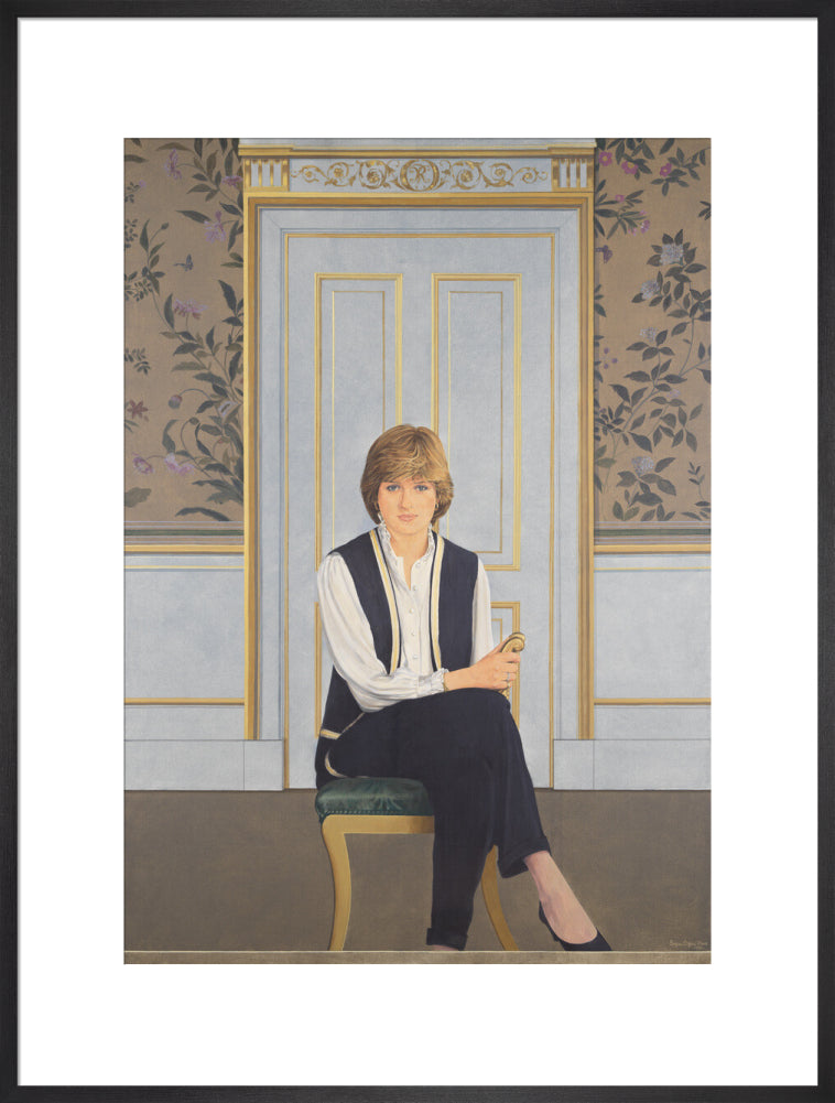 Diana, princess of wales portrait print (art print, extra large, black frame)