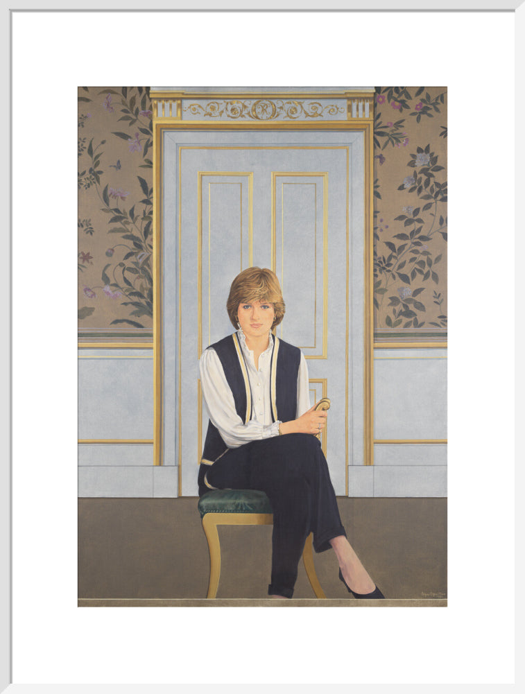 Diana, princess of wales portrait print (art print, extra large, white frame)