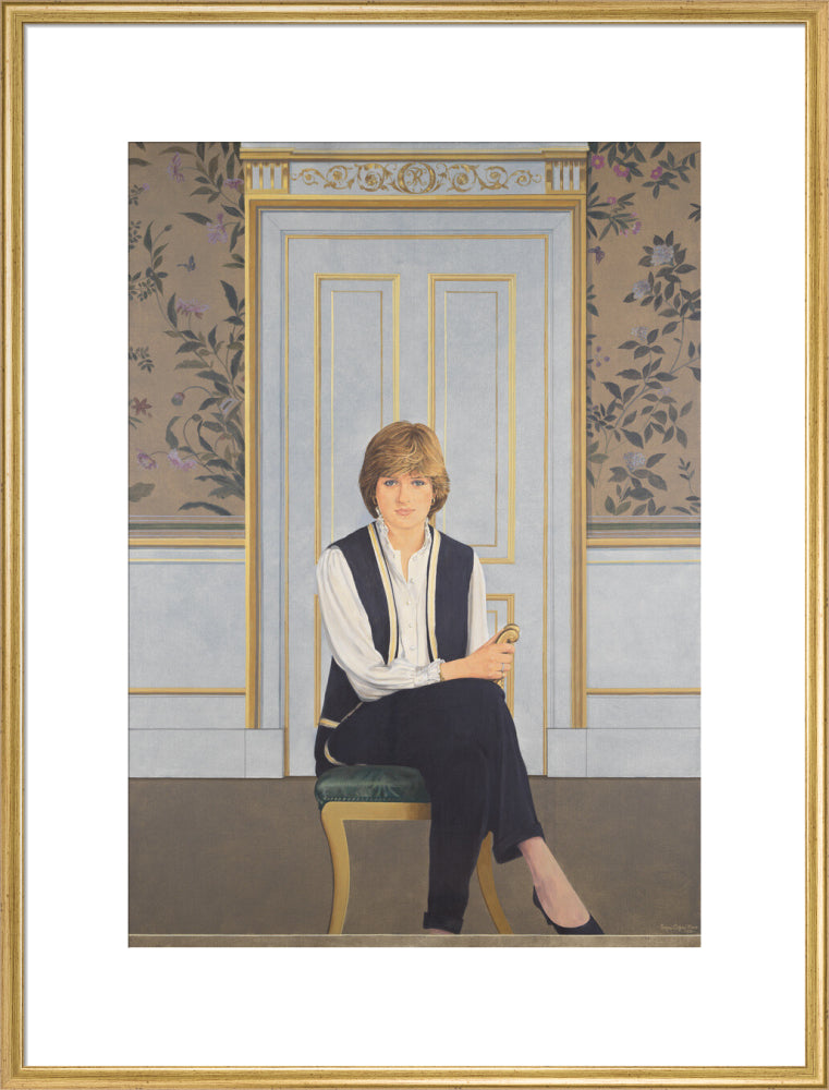 Diana, princess of wales portrait print (art print, extra large, gold frame)